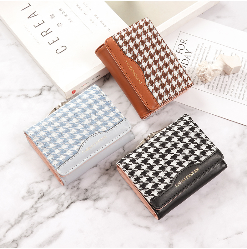 Women's Houndstooth Pu Leather Buckle Wallets display picture 8