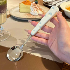 かわいい高級チーズステンレス鋼スプーン家庭用ハイエンド子供と学生の食事ラウンドスプーンロングハンドルスプーン