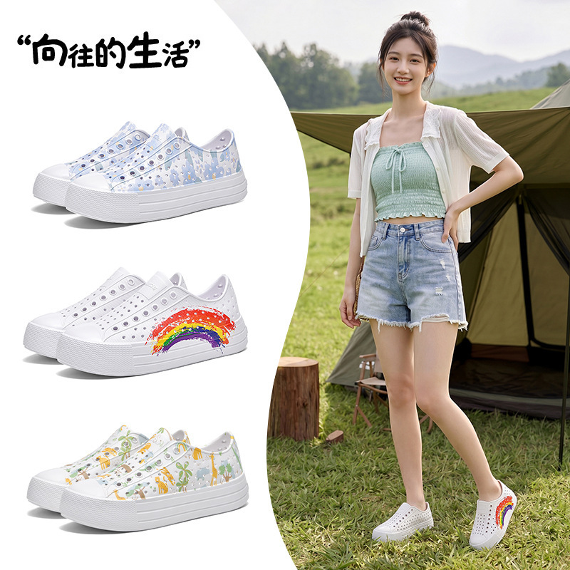 Hole Shoes Women's Summer New Thickened Height Wading Non-slip Outer Wear Thick Hollow Beach Shoes Sandals Hole Shoes Women's Summer New Thickened Height Wading Non-slip Outer Wear Thick Hollow Beach Shoes Sandals