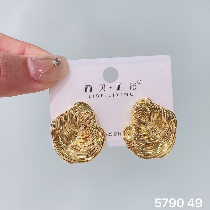 丽贝丽影欧美时尚大气重属个性冷淡风花朵几何耳环小众高级感耳饰|undefined