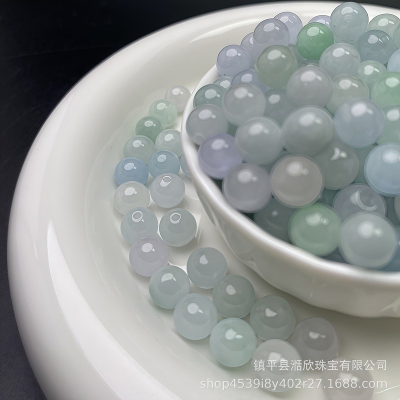 ミャンマー氷種新素材巴山翡翠ルースビーズ翡翠ビーズ翡翠ビーズブレスレットネックレス diy 編み物材料|undefined