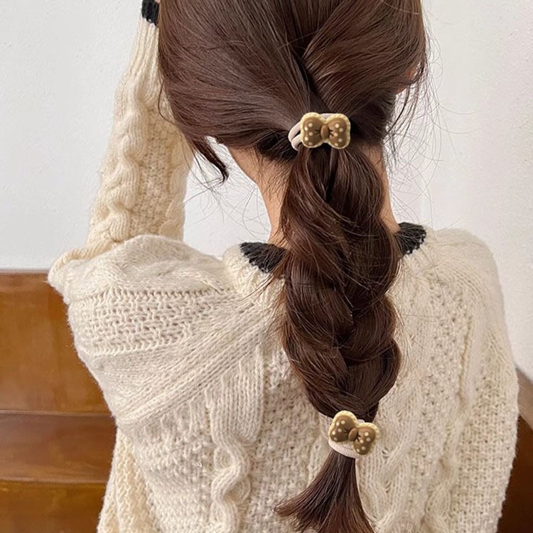 Te de leche ondulado punto arco anillo de cabello temperamento de alta calidad chica cuerda de cabello de cola de caballo universal banda de goma adornos para el cabello