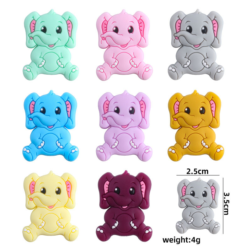Creativo DIY bebé suministros de dibujos animados elefante cuentas de silicona juguete mordedor bebé molar chupete cadena pulsera Accesorios