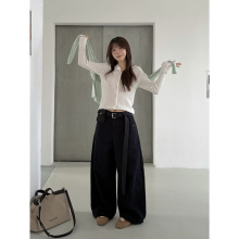 ICC 美式复古解构分割抓绒弯刀工装裤女配格纹腰包十三行秋冬1350