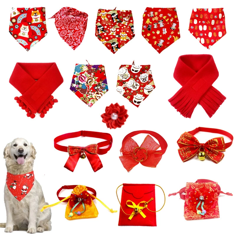 Новогоднее праздничное полотенце для домашних животных цвет дополнительно Собака треугольник полотенце Lucky Cat Dog галстук-бабочка головной убор