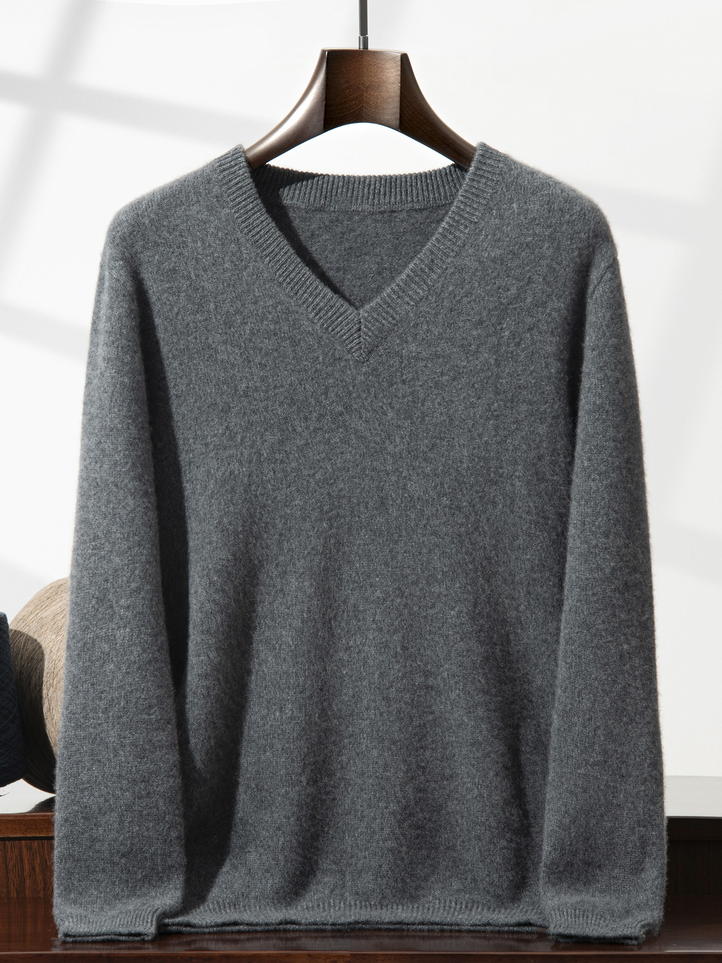 百搭衬衫配领商务休闲山双股简约七针穿针织打底衫羊绒衫男加厚