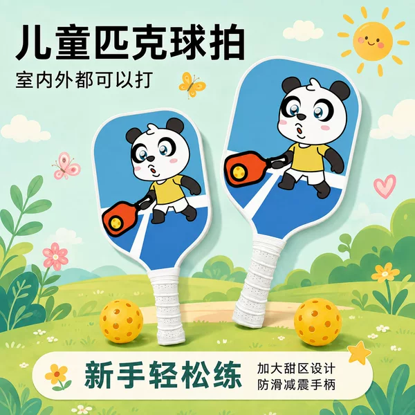 Factory stock: Pickleball rackets for children, featuring fiberglass blades, are hot-selling and feature a lightweight design