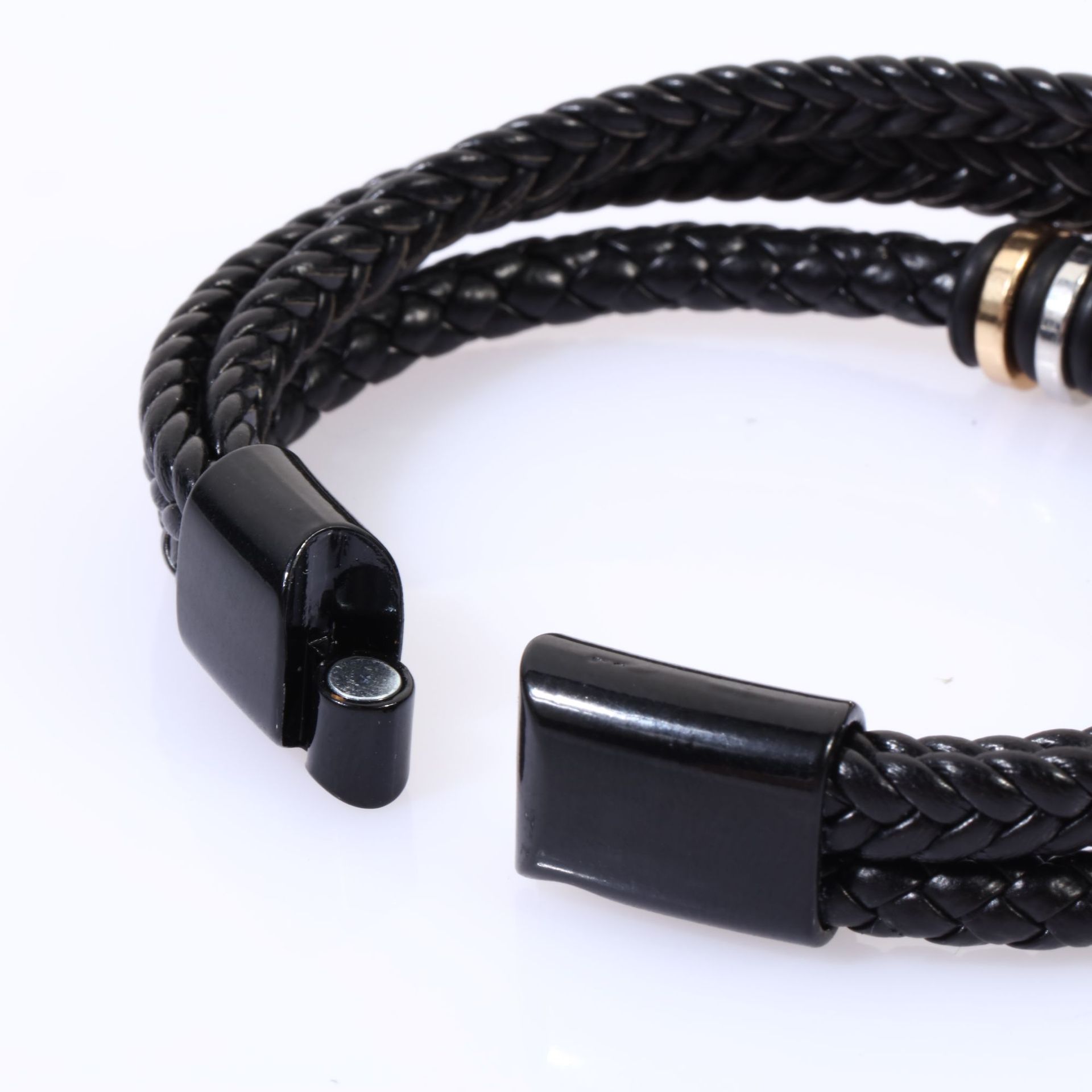 Cross-Bordr Hot Sal Ethnic Styl Stainlss Stl Mn's Multi-Layr Wovn Lathr Cord Magnetverschluss Armband_voghion.com