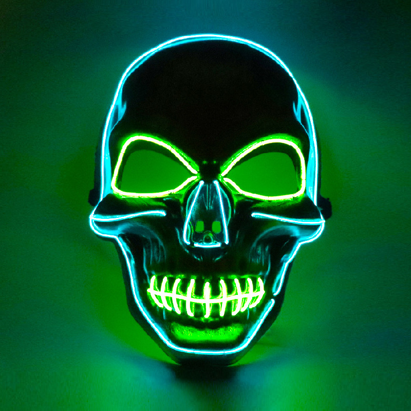 Cross-border Amazon Cold Light Emitting Mask 2022 Halloween Party LED Skull Head Mask Horror
