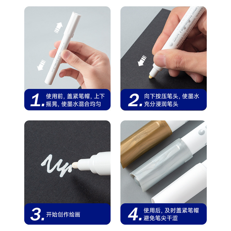 STASTA1000N acrílico de alto brillo marcador de pluma impermeable a prueba de agua pluma de pintura de color plegable pluma de graffiti personalizada para niños