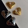 Heartbreak Retro love Exaggeration Super bright Mirror Peach Earrings Cold golden senior Backing Jewelry