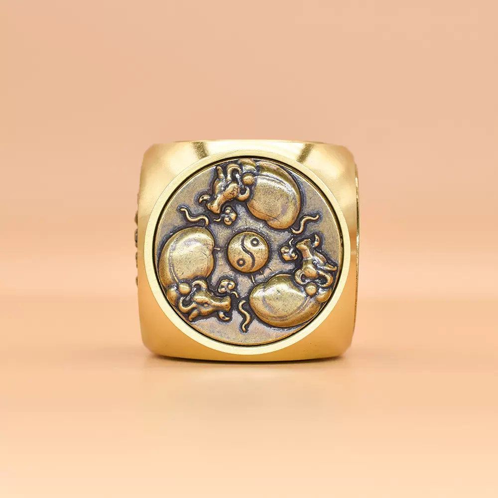 纯黄铜六面转 把玩件解压摆件 招米进宝十来韵转文玩男女国潮热卖