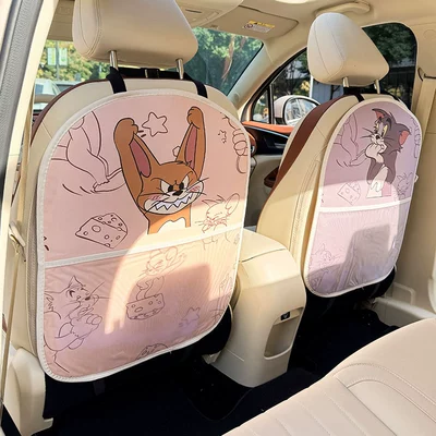 Chair back anti-kick pad Seat Back Anti-Kick Pad Car - a-pair-of-cat-and-mouse-anti-kick-pads