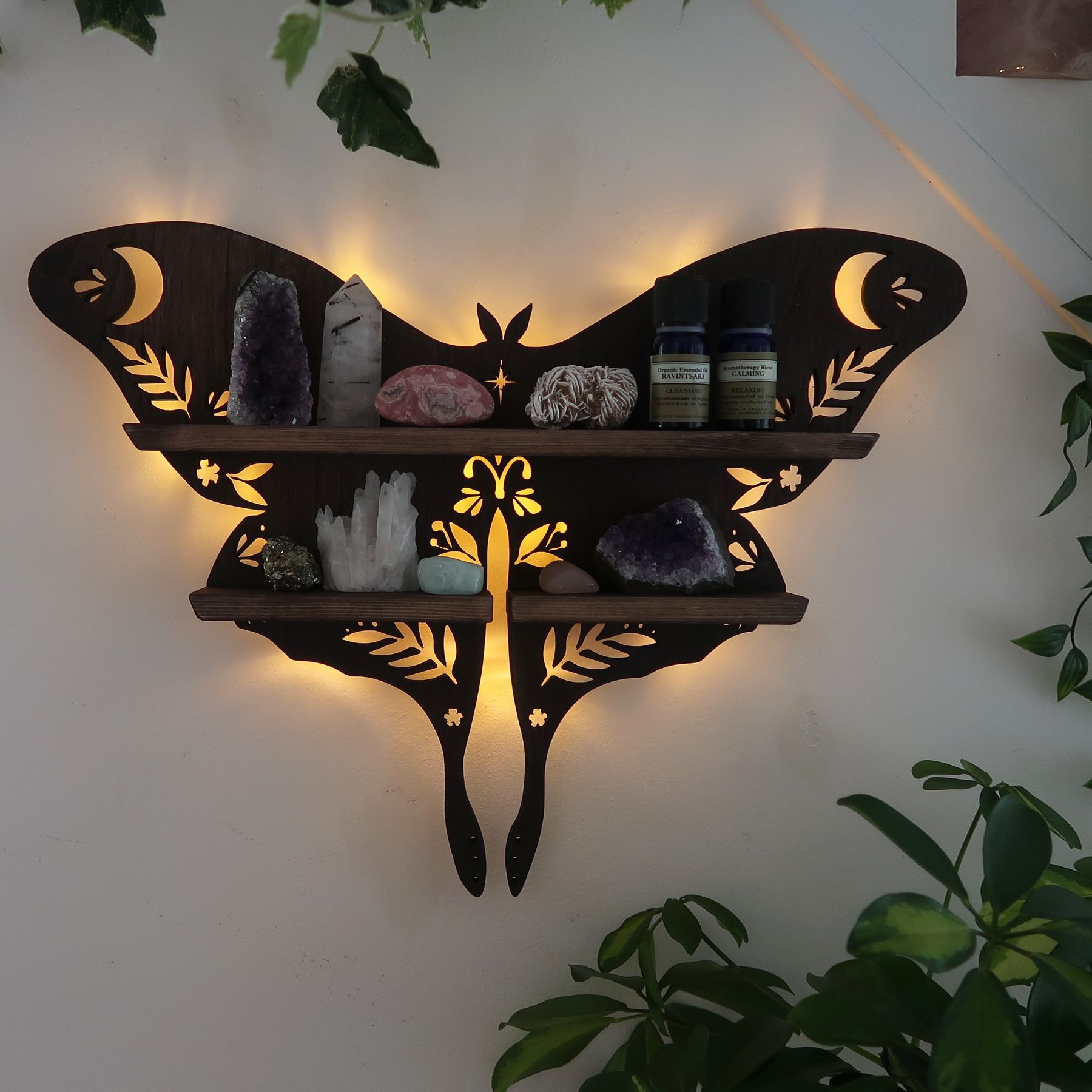 Luna Moth Lamp Crystal Shelf 月神蛾燈水晶架蝴蝶水晶置物架