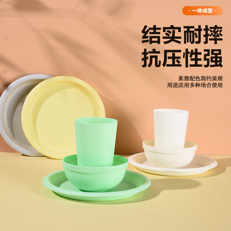 塑料碗碟盘餐具套装家用儿童米饭碗燕麦碗水果盘子加厚耐摔饮料杯|undefined