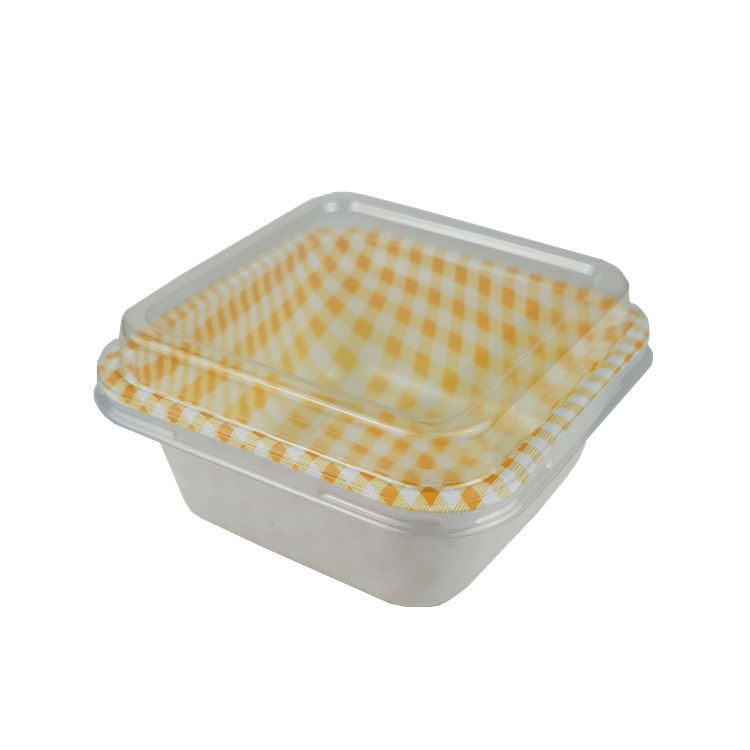 Vintage caja de pastel tiramisú pequeño postre embalaje transparente Red rojo pintado a mano Plaid Bento caja de picnic hornear