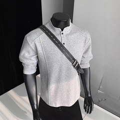 美式Polo亨利衫男长袖t恤春秋潮流cleanfit内搭休闲男装打底卫衣
