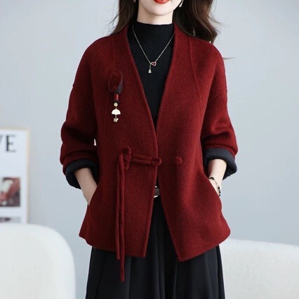 Double-Sided Woolen Outwear for Women 2025 New Autumn and Winter Wedding Dress Non-Cashmere Woolen Outwear Women's Clothing