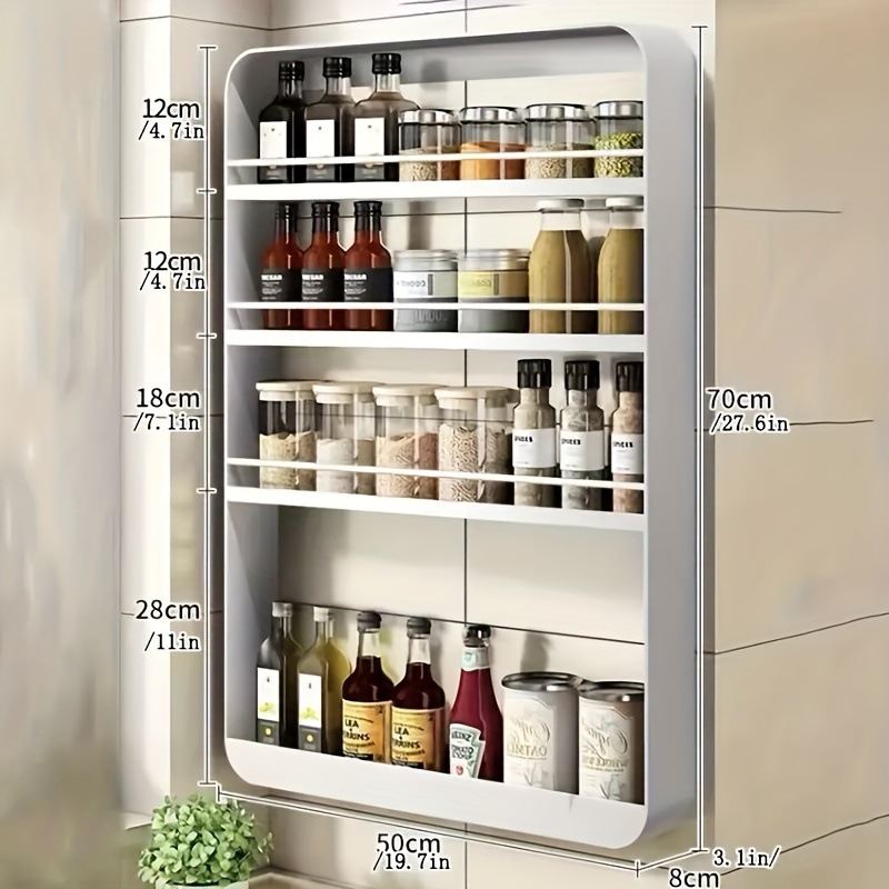 Estante de almacenamiento de condimentos colgado en la pared de cocina sin perforación colgantes de pared multicapa caseros de aceite y sal sal de sopa de condimentos estante de almacenamiento de botella