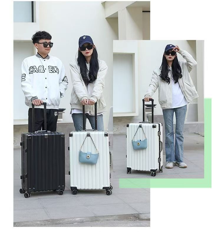 Multifunctional luggage suitcase with universal wheels, aluminum frame, telescoping handle, women's student, 20-inch travel bag, carry-on password suitcase, 24-inch