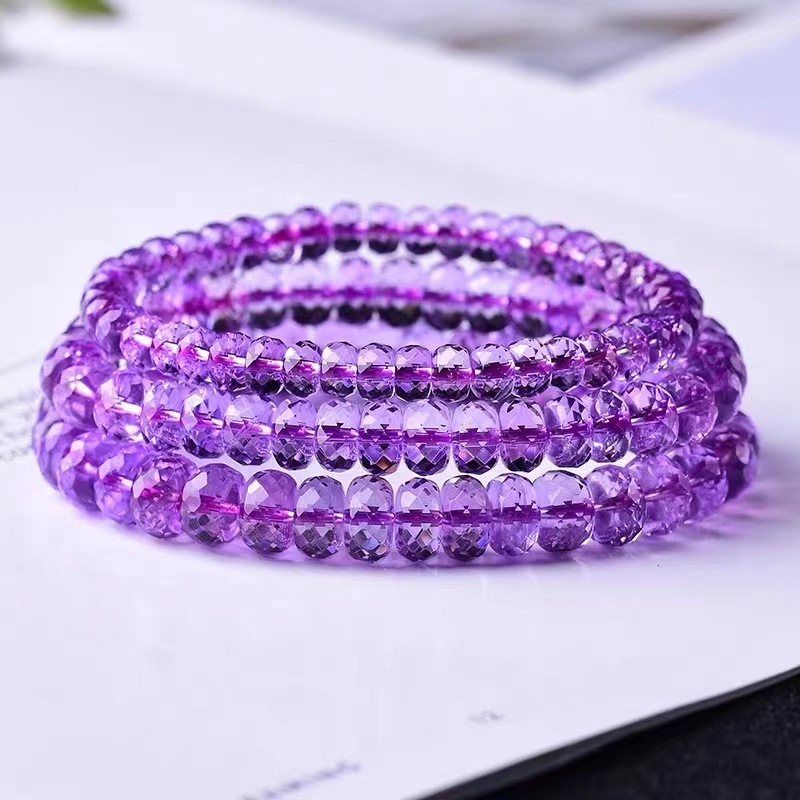 紫水晶刻面盘珠手链