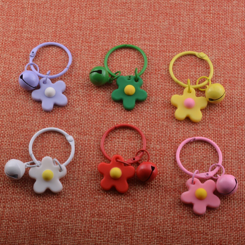 Ins Mixed Color Soft Glue Flower Bell Keychain Creative Handmade DIY Jewelry Pendant Men's and Women's Bag Jewelry Accessories