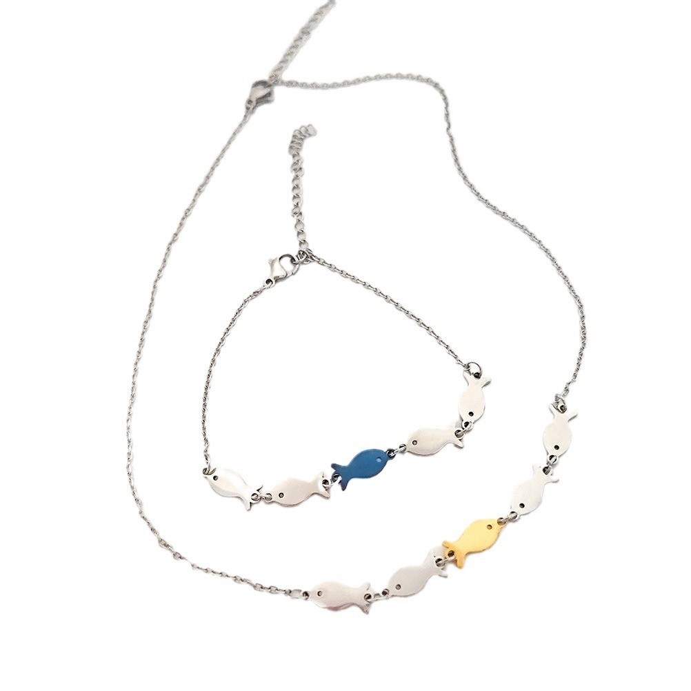 Women's Gender Wholesale Jewelry Marine Style Fish Titanium Steel Jewelry Set