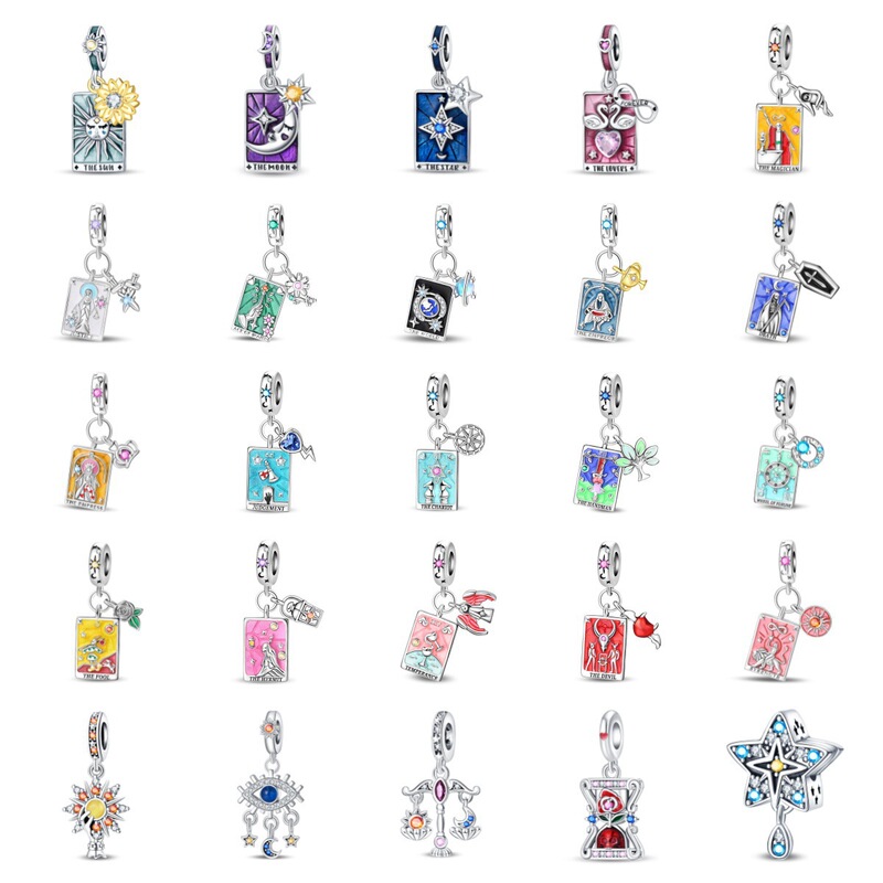 DIY Jewelry Bracelet Accessories Tarot Sun Moon Star Charm Pendant Beads Copper Silver-Plated Export Hot Style