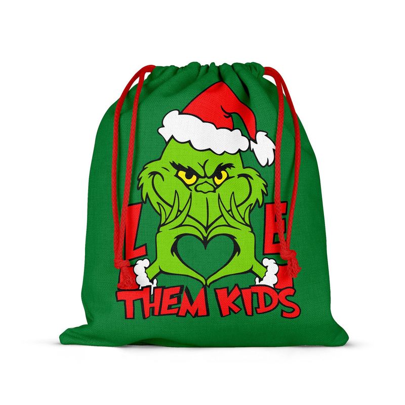 速売通アマゾンアニメgrinchクリスマスグリーン奇両面プリント新年プレゼント袋ポケット麻布|undefined