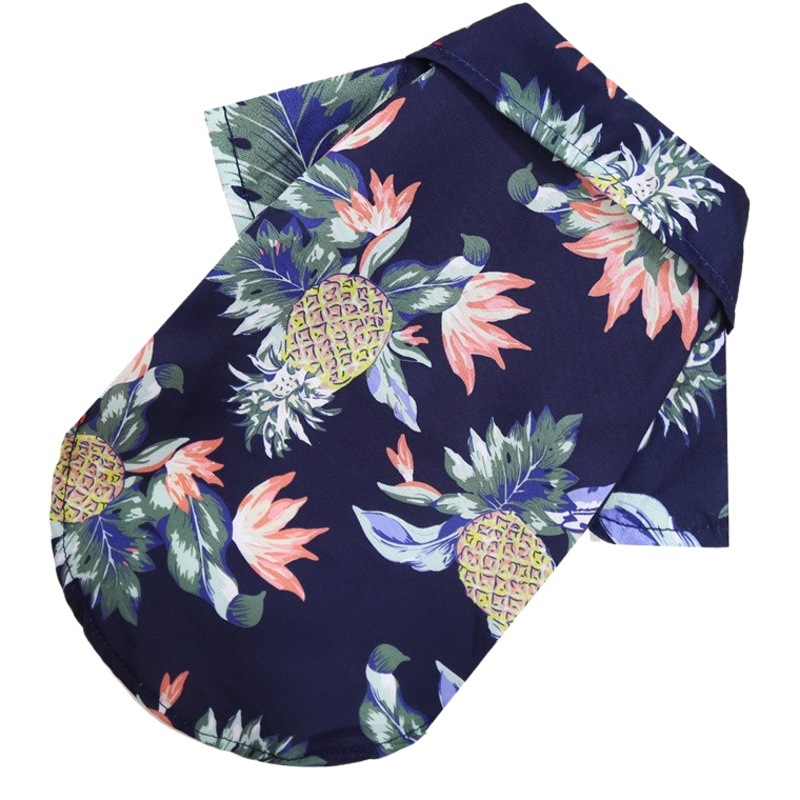 Ropa para mascotas al por mayor del fabricante, camisas hawaianas estampadas de primavera y verano, ropa para perros y gatos pequeños y medianos