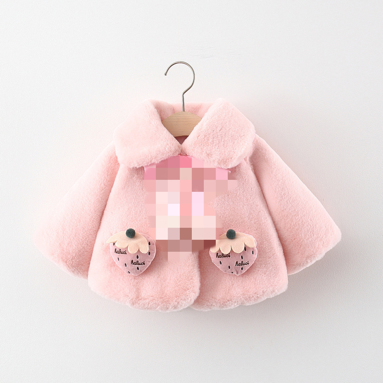 Bebé Otoño e Invierno dulce fresa estilo occidental abrigo bebé Red de los niños estilo coreano rojo media manga chal Outwear