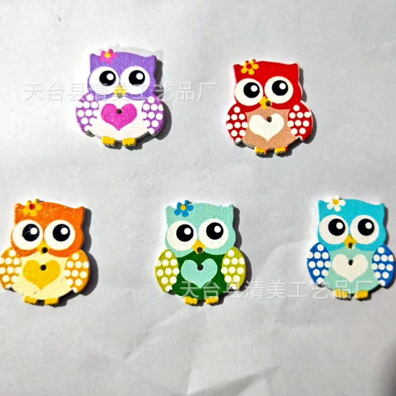 30mm * 26mm Amazon búho botones de madera ropa para niños botones decorativos hechos a mano 50 un paquete