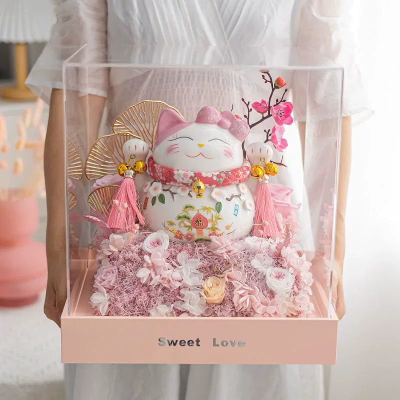 Подарок на день рождения, коробка для украшения кошки, вечный цветок, фоторамка для открытия, подарок на новоселье для подруги, друга, лучшей подруги, клиента, лидера