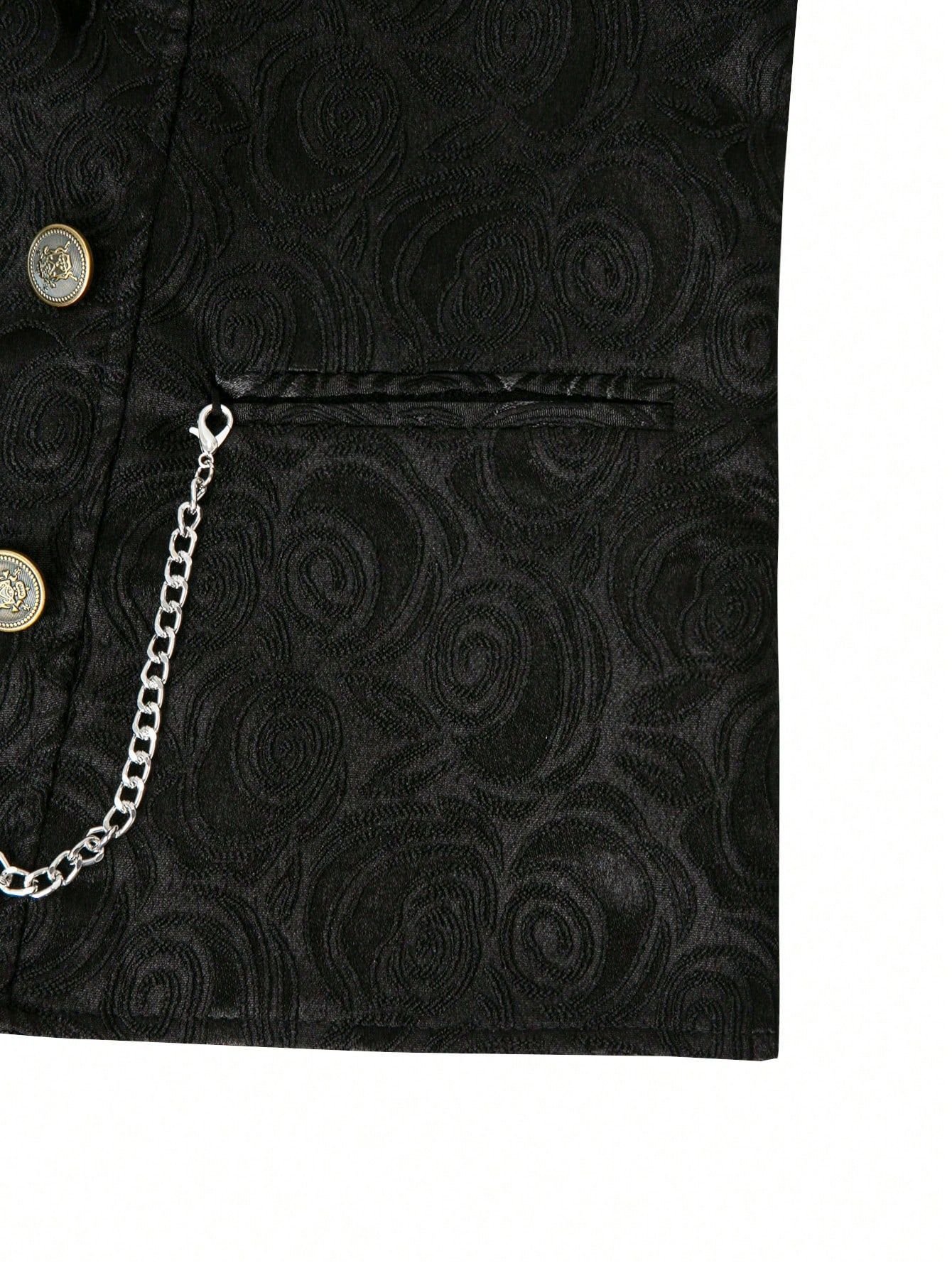 Gilet De Costume Homme Croisé Avec Chaîne Style Européen_voghion.com