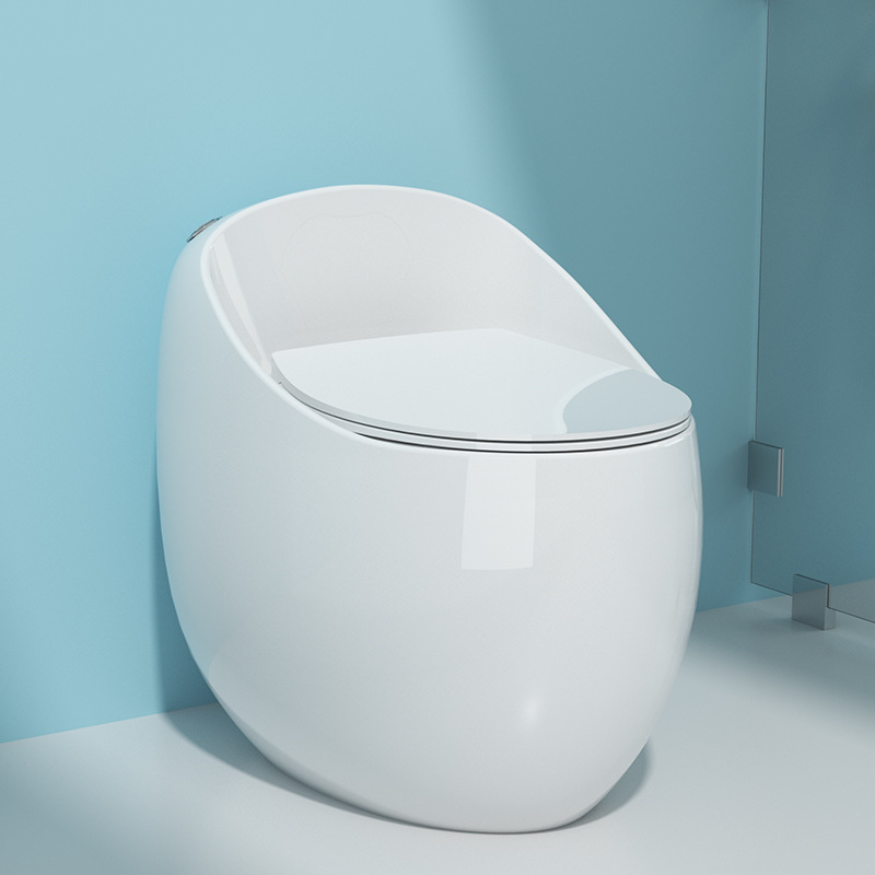 Venta al por mayor inodoro de cerámica creativo simple inodoro en forma de huevo pequeño apartamento sifón mudo hogar integrado baño inodoro