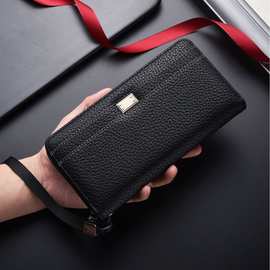 新款男士长款钱包拉链pu跨境大容量手机钱包手拿包男卡包工厂批发