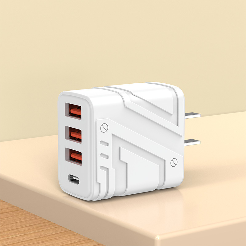 120W メカスタイル充電ヘッド、自動電源オフ、携帯電話充電器プラグ、USB マルチポート高速充電ヘッド PD30W|undefined