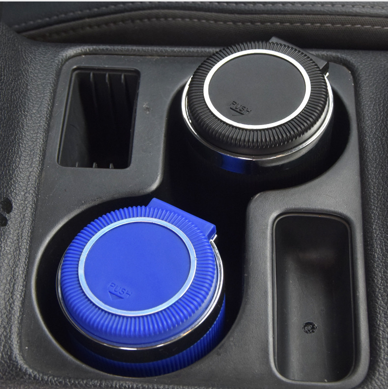 Car Ashtray Men's Multifunctional Pressing Metal Inner Tank Car Ashtray with Lamp High Flame Retardant Car Ashtray