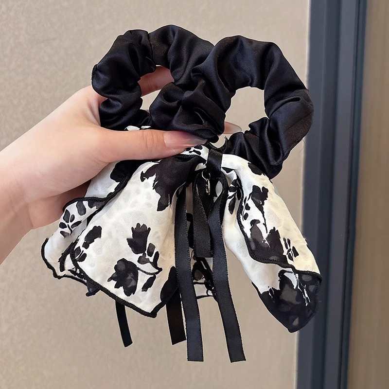 Francés elegante anillo de cabello de intestino para mujeres 2025 nuevo arco de flores flotante cuerda de cabello suave adornos para el cabello