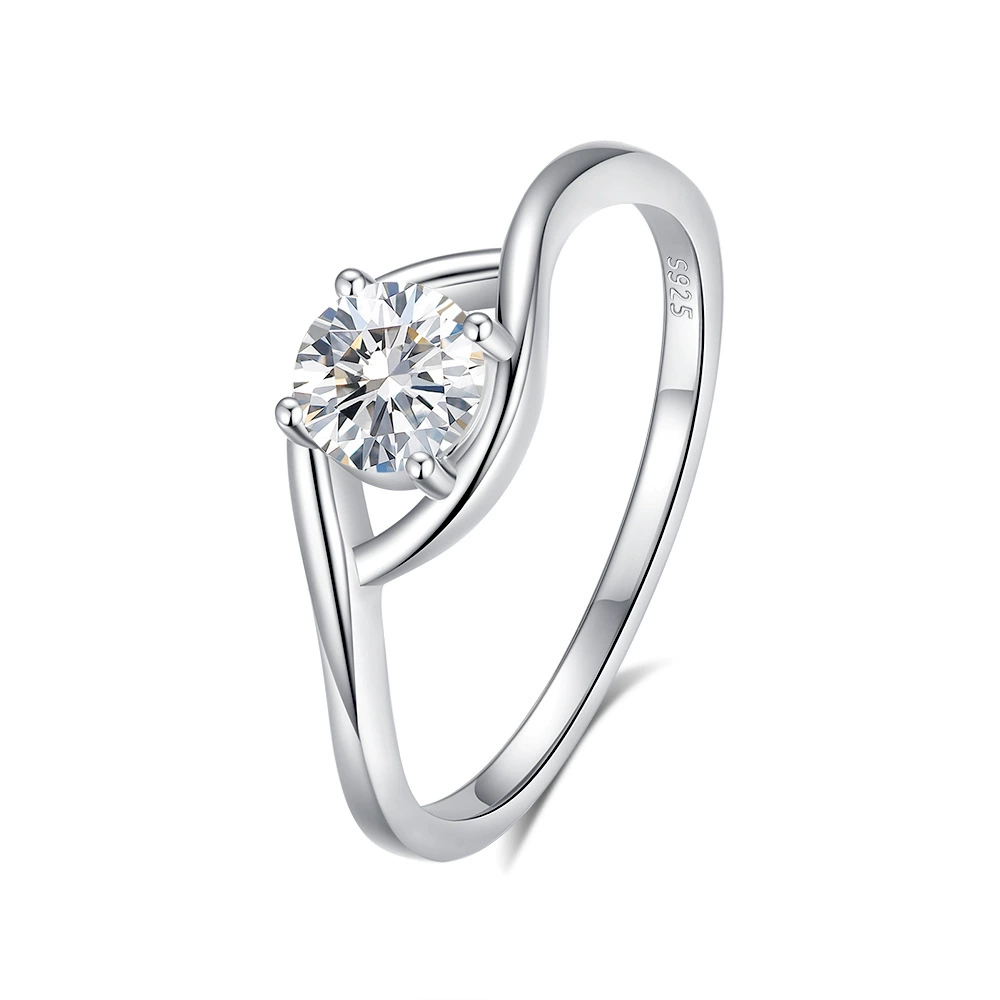 Искусное глазоподобное изгибающееся кольцо с Moissanite 0.5 карат, чехлы Four-claw, кольцо из стерлингового серебра 925, классическое нишевое женское украшение оптовая продажа