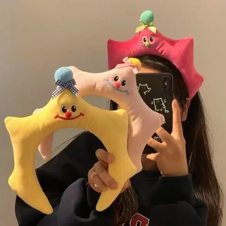 Estrellas de esponja extrañas lindas mujeres lavado de la cara máscara de presión de cabello maquillaje fotos otoño invierno joyas para el cabello