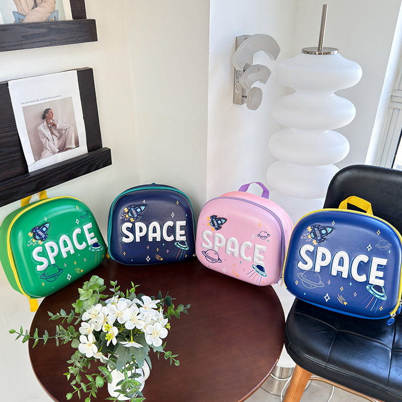 Mochila de dibujos animados para niños y niñas, lindas luces iluminadas, cohetes espaciales, mochila para bebés, nueva mochila infantil de cáscara dura transfronteriza