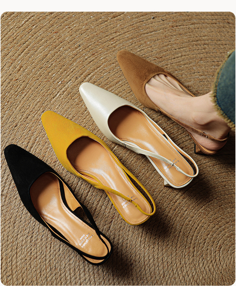 Sandal cao gót nữ hở mũi gót thô 4 cm, phong cách Hàn Quốc, đi làm — đen chi tiết 4