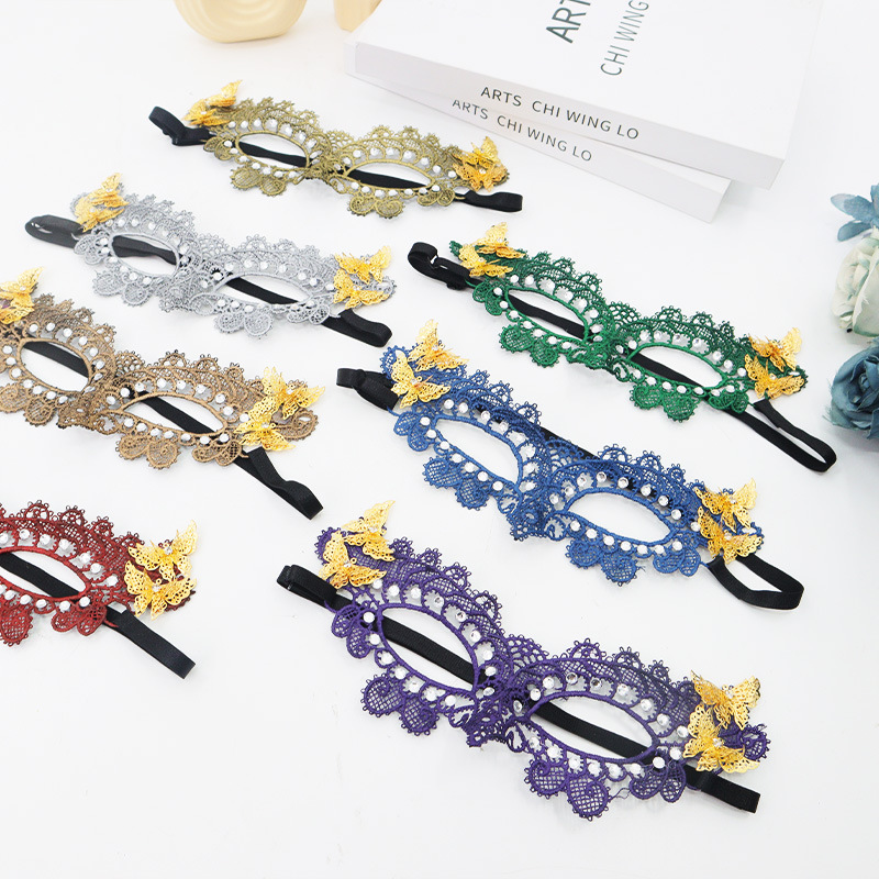 Fiesta de carnaval máscara de encaje mariposa metálica accesorios de decoración Halloween fiesta máscara de ojos
