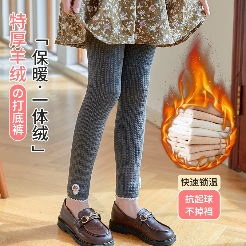 Зимние тёплые детские л leggings, бархатные колготки, штаны, западный стиль