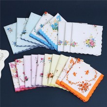 30cm纯棉女士月牙边碎花小手绢老式怀旧全棉印花手帕薄款手巾方巾