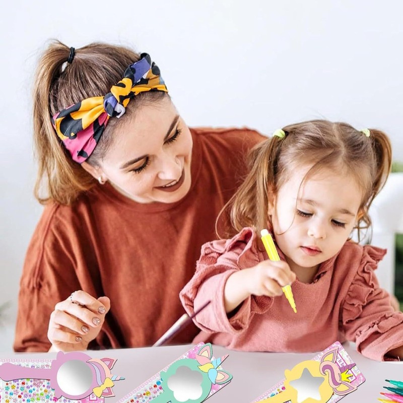 跨境儿童手工DIY绘画上色涂鸦套装幼儿园亲子活动卡通小镜子材料|undefined