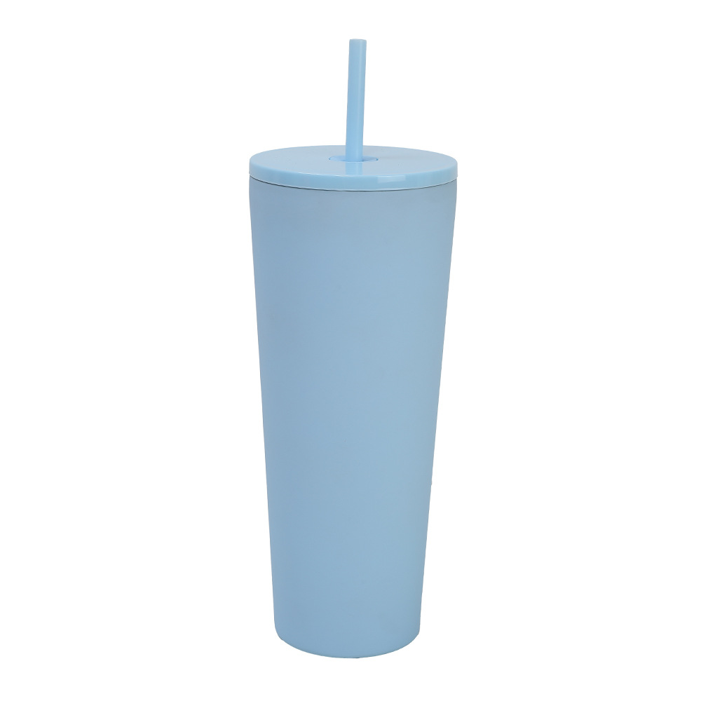 Nuevo producto transfronterizo Taza de paja de aislamiento de acero inoxidable 304 Taza de café para niñas de gran capacidad simple portátil Taza de agua doble