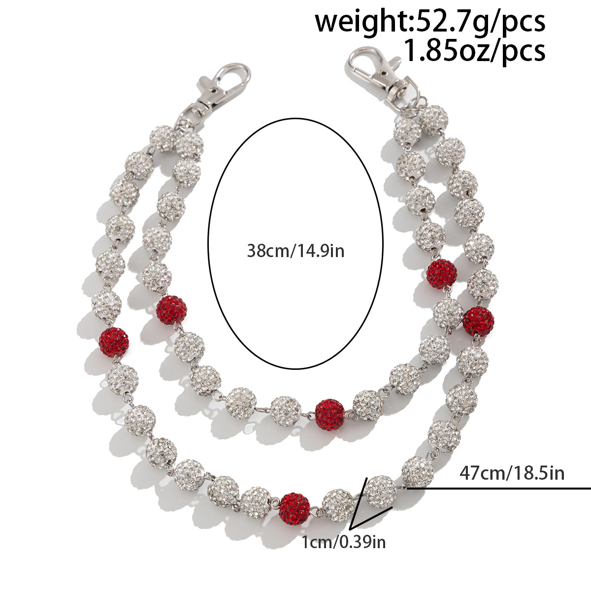 Men's Patchwork Chain Belt With Colorful Rhinestone Pendants_voghion.com