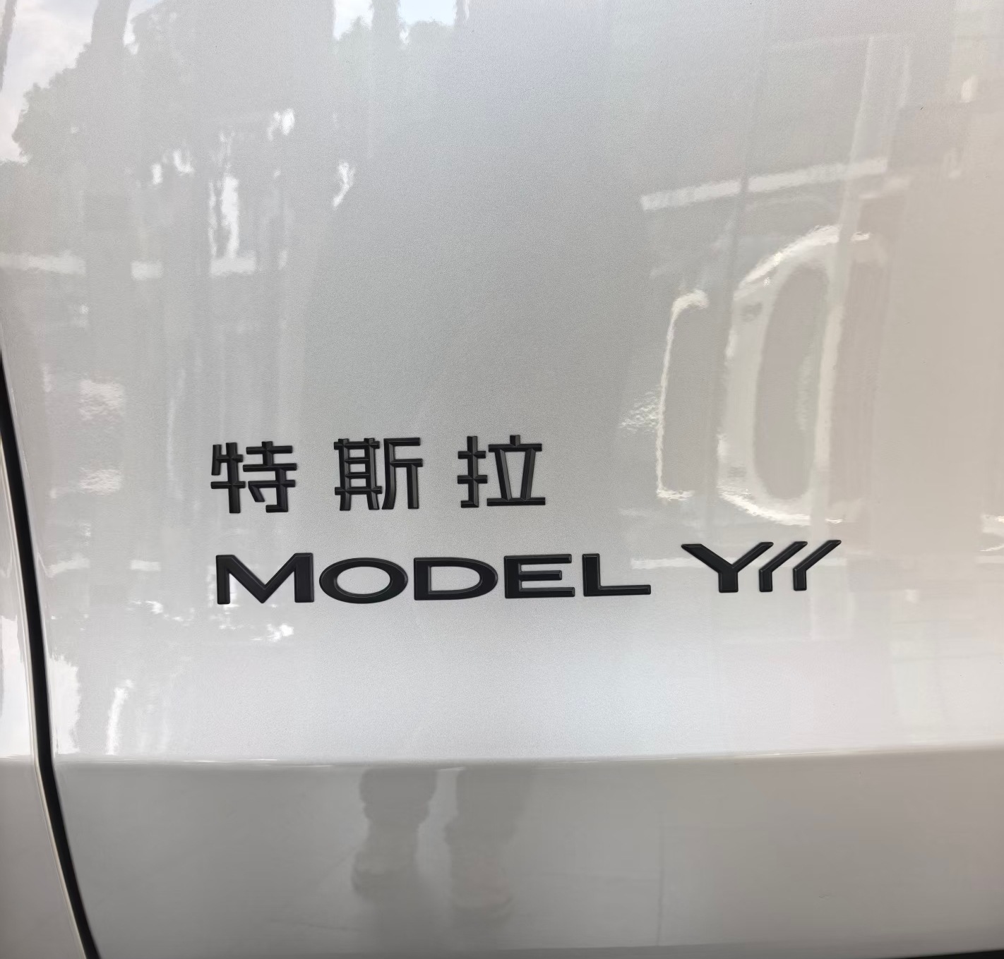 25-26 Models of Tesla Model Yl with New Yl Front Hood Emblem, Teslt Emblem, and Rear Body Lettering Logo